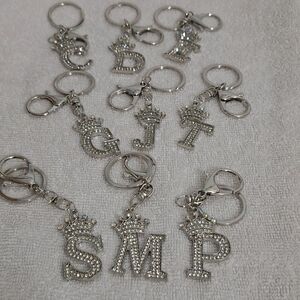 NWT  - Choose 1pc, Alphabet With Crown and Rhinestones Bag Charm or Key Pendant